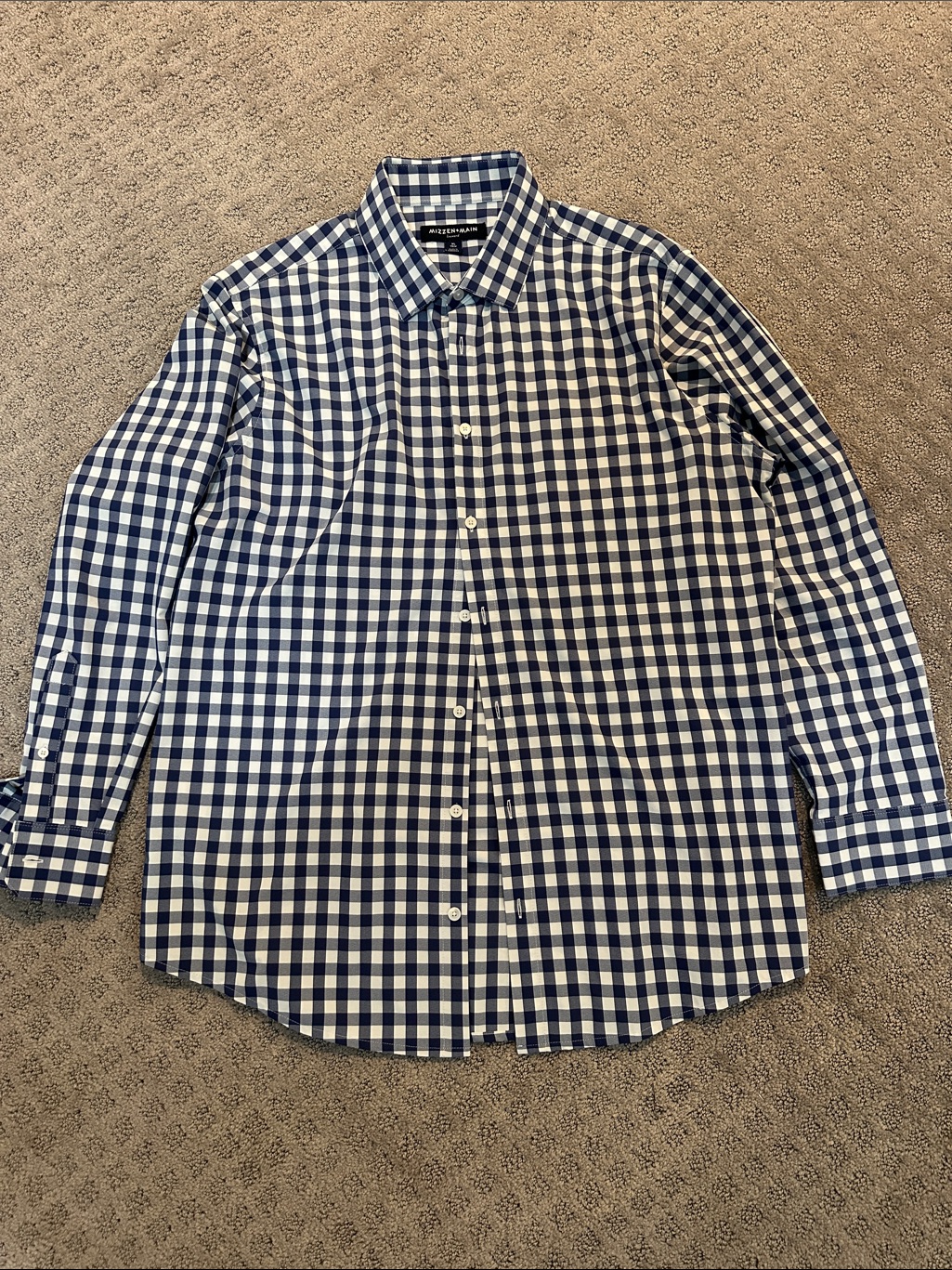 Mizzen+Main Blue And White Gingham Button-Down Shirt